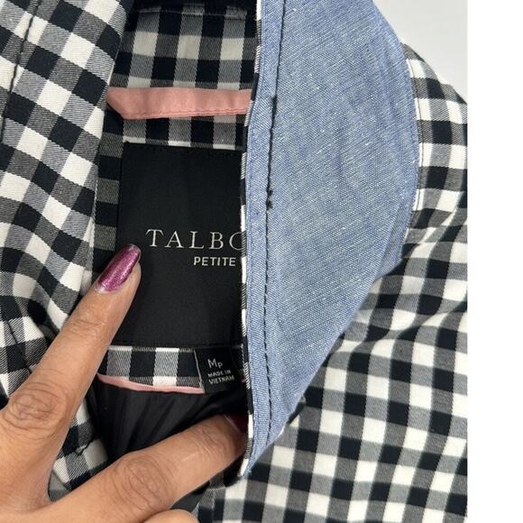 Talbots CLASSIC GINGHAM MAC black white water resistant preppy coastal grandma - Picture 6 of 10